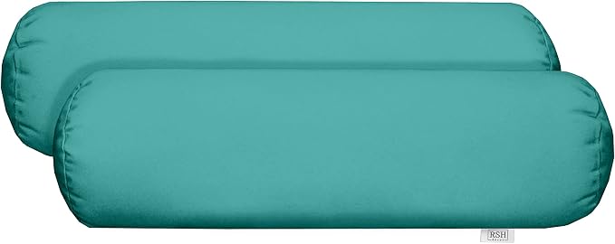 RSH Décor Sunbrella Jumbo Neck Roll Pillows – Set of 2 | 24” x 8” | Outdoor Bolster for Patio, Deck, Porch, or Poolside Chairs | Water & Fade-Resistant | Canvas Aruba | Turquoise-Made in USA