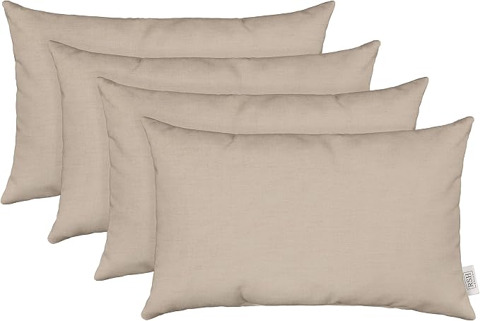 RSH DECOR Sunbrella Lumbar Pillows Standard Size Set of 4, 26 x 16 Inch Cooling Pillow Set with Down Alternative Inserts for Outdoor Patio Seating, Made in USA