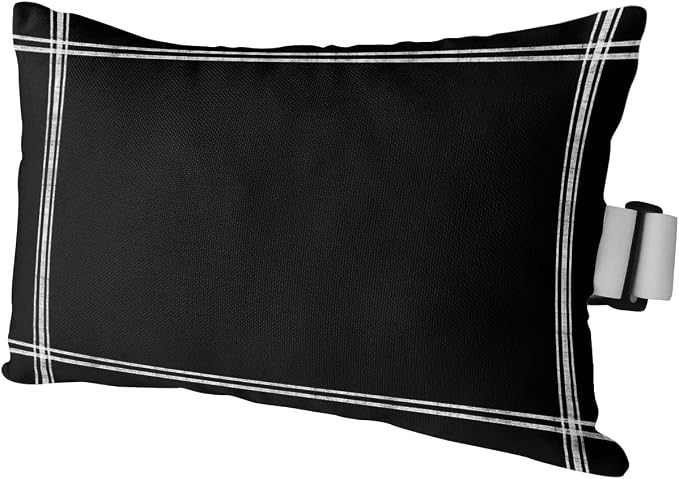 Outdoor Pillows Covers with Inserts Solid Color Black Waterproof Recliner Pillow with Adjustable Strap Throw Pillows for Patio Furniture Pool Lounge Chair, 11x16 inch, 1PCS