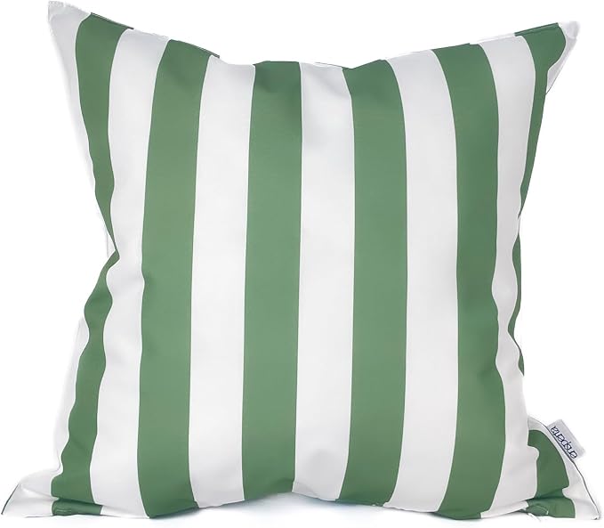 Pack of 2 Outdoor 20''x20'' Waterproof Light Green Striped Throw Pillow Covers Decorative Square Cushion Patio Pillows for Patio Furniture (Loden Frost)