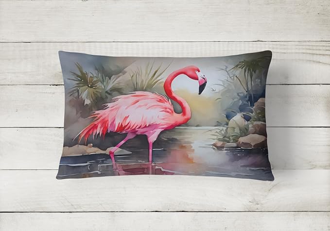 Caroline's Treasures DAC2860PW1216 Flamingo Throw Pillow Machine Washable, Indoor Outdoor Decorative Pillow for Couch, Bed or Patio, 12HX16W