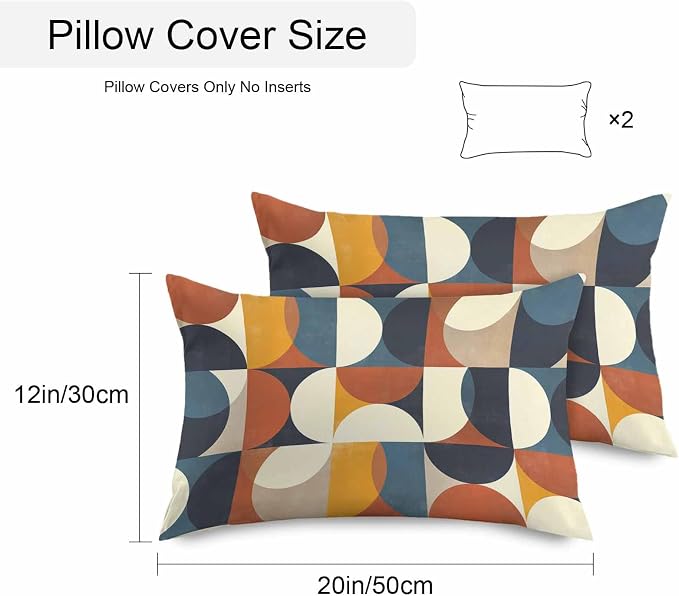 Vandarllin Outdoor Throw Pillows Covers 20x12 inch Set of 2 Waterproof Mid Century Geometric Decorative Zippered Cushion Covers for Patio Furniture, Abstract Modern Lumbar Pillowcases