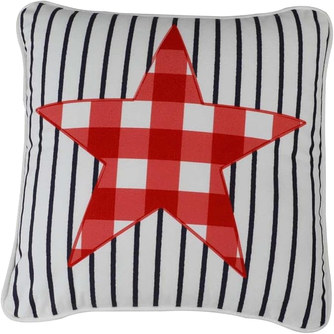 East Green 14 x 14 Square Outdoor Accent Pillow, Set of 2, Gingham Star