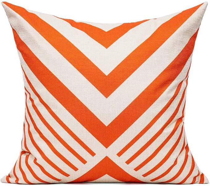 All Smiles Outdoor Waterproof Throw Pillow Covers 18X18 Set of 4,Orange Decorative Cushion Covers Boho Decorations Outside for Patio Furniture Porch Seat Chair Couch Sofa Living Room Geometric