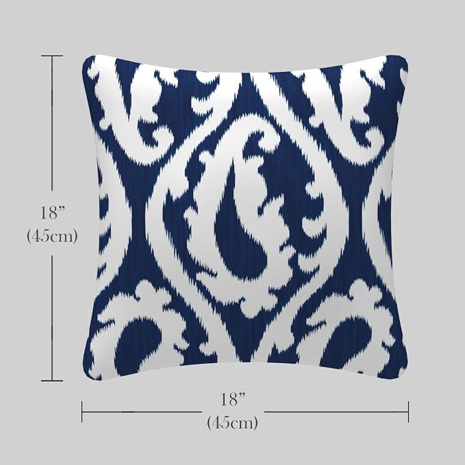 Outdoor Waterproof Decorative Throw Pillow Cover for Patio Furniture, 18x18 Inch Fade Resistant Patio Garden Cushion Cover for Couch Bed Sofa, Paisley Navy