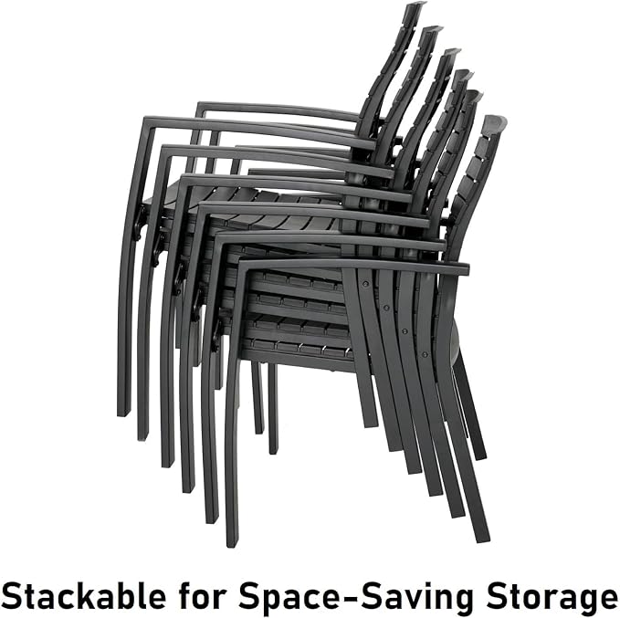 7-Piece Patio Furniture Set, 63" Outdoor Table and Aluminum Chairs | Rectangle Metal Patio Dining Table, 1.6" & 1.9" Umbrella Hole with Cover, Aluminum Frame Patio Chair, Resin Seat and Backrest