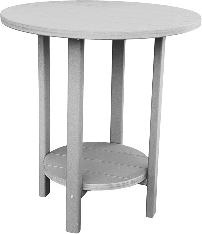 Phat Tommy Round Bar Height Patio Table - Outdoor Bar Table - Balcony Height Patio Furniture for Your Deck - Poly Outdoor Furniture, Grey