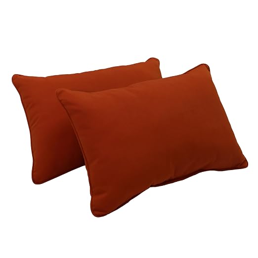 Factory Direct Partners Presidio 16" x 24" Lumbar Decorative Throw Pillow Set with Piping for Indoor/Outdoor Furniture UV, Fade, Weather-Resistant Olefin Fabric (2-Pack) - Burnt Orange, 13813-121