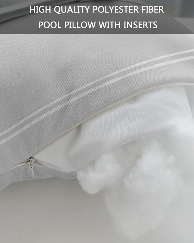 Outdoor Pillows Covers with Inserts Solid Color Light Gray Waterproof Recliner Pillow with Adjustable Strap Throw Pillows for Patio Furniture Pool Lounge Chair, 11x16 inch, 1PCS
