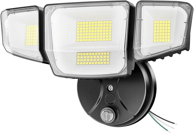 Onforu 90W Dusk to Dawn Outdoor Lighting,10000lm Flood Lights Outdoor,IP66 Waterproof Black LED Security Light with Photocell,6500k Daylight 4 Adjustable Heads Exterior Light Fixture for Yard,Garden