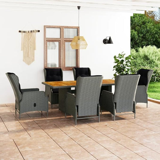 Patio Set,Backyard Furniture,deep Seating Outdoor Furniture,7 Piece Patio Dining Set with Cushions Poly Rattan Light Grayoutdoor Furniture Ottoman,Patio Chairs with Ottomans,