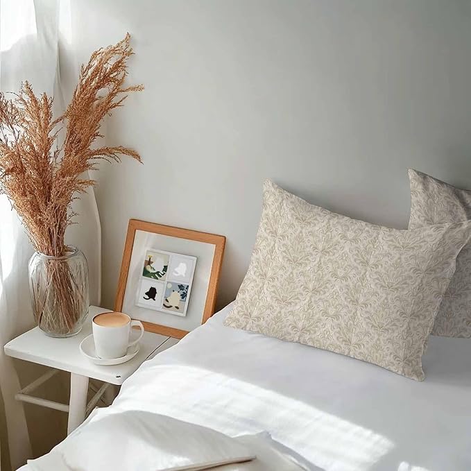 Beige Baroque Waterproof Outdoor Pillow Covers Set of 2 Home Decor, Farmhouse Scroll Floral Pattern Art Pillowcase Patio Pillow Covers for Couch Bench Furniture Garden 20x12in