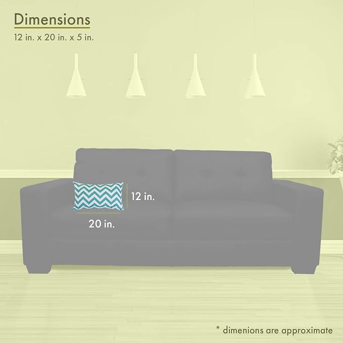 Majestic Home Goods Teal Chevron Indoor / Outdoor Small Throw Pillow 20" L x 5" W x 12" H