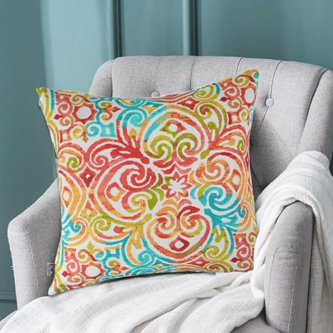 Outdoor Pillow Covers 18x18 Inch Pack of 2, No Insert-Corinthian Dapple | Square Throw Pillow Covers, Water-Repellent, Modern Pillow Cases for Sofa Patio Couch Decoration