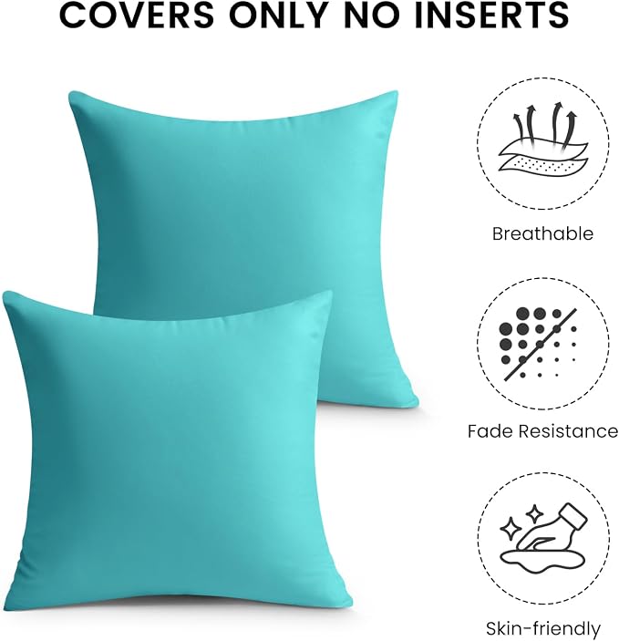 Premillow Outdoor Pillow Covers, Waterproof Pillow Covers, 18x18, Set of 2 | Decorative Waterproof Pillow Covers, Solid Linen Pillowcase,Summer Farmhouse Cushion Case for Patio Garden Balcony Couch Sofa