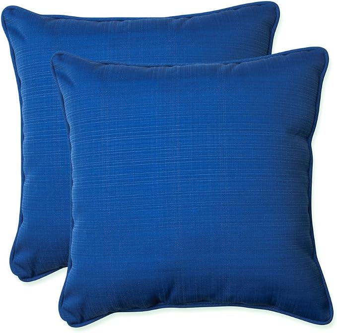 Pillow Perfect Fresco Solid Indoor/Outdoor Throw Pillow Plush Fill, Weather and Fade Resistant, Throw - 18.5" x 18.5", Blue, 2 Count