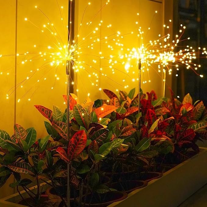 HPUFKOT Solar Garden Lights Outdoor,Waterproof Garden, 2PC 200 LED Twinkling Firework Lights Decorative with 8 Modes,Decor for Yard Patio Pathway Lawn for Yard Outside Fairy Decorative