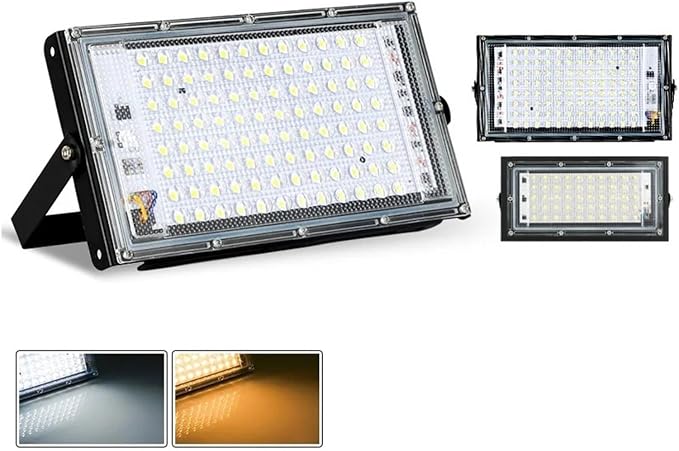 LED Flood Light Spotlight 100W 50W Outdoor Waterproof Reflector Floodlights Street Wall Lamp Garden Lighting(4pcs,Cool White_100W)