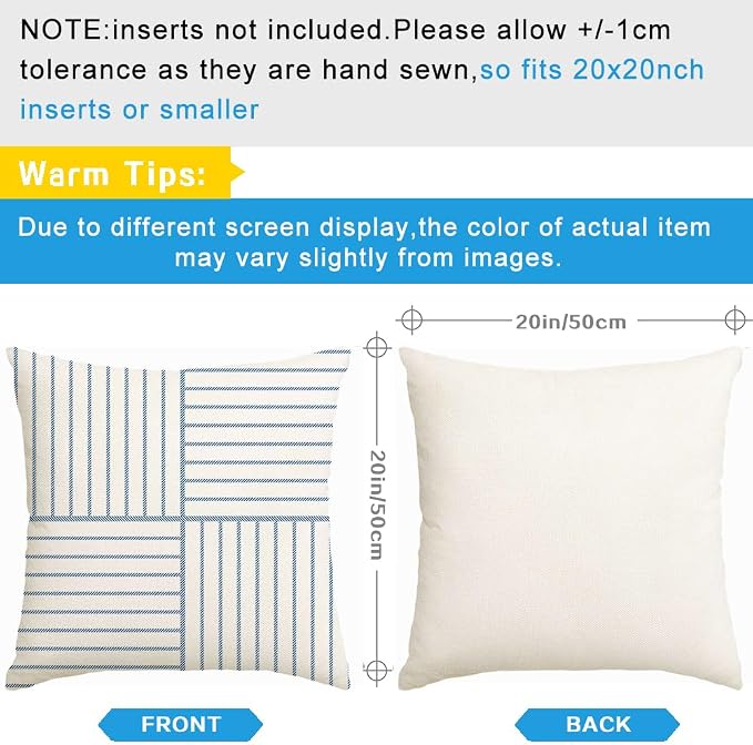 RABUSOFA Outdoor Pillow Covers Waterproof 20x20 Set of 4 Blue Modern Decor | Chevron Zigzag,Not Insert,Waterproof Fabric,Machine Washable,Invisible Zipper,Decoration for Patio Furniture Sunbrella Couch