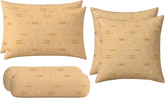 RSH DECOR: 6-Pack Pillow Set | Sunbrella Performance Fabric |Water & Fade-Resistant| 17" Square, 20"x12" Lumbar, 20"x6" Neck Roll | Outdoor Pillows for Patio Furniture | Made in USA (Jot Dot Sunshine)
