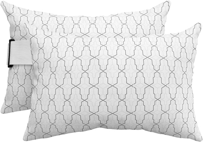 Outdoor Pillows Covers with Inserts Modern Geometric Lattice Waterproof Recliner Pillow with Adjustable Strap Throw Pillows for Patio Furniture Pool Lounge Chair, 11x16 inch, 2PCS