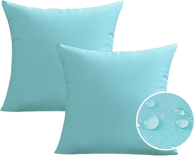 VAKADO Outdoor Waterproof Throw Pillow Covers 26X26 Set of 2 Decorative Aqua Patio Furniture Turquoise Cushion Cases Outside Decor for Couch Garden Bench Porch