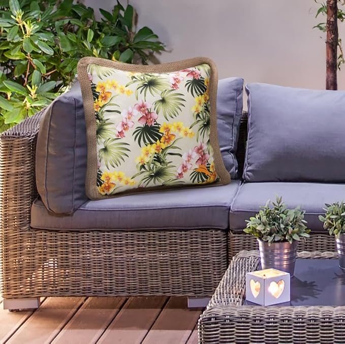 Tommy Bahama 18" x 18" Indoor/Outdoor Pillows, Pack of 2, Orchids Green | Water-Resistant, Fade-Resistant Cushions with Inserts, Reversible Covers For Patio, Poolside And Garden Seating
