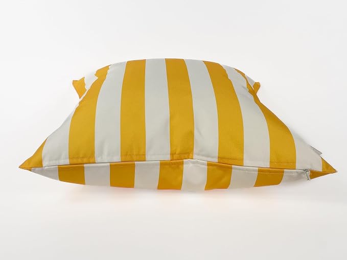 Pack of 2 Outdoor 20''x20'' Waterproof Yellow Striped Throw Pillow Covers Decorative Square Cushion Patio Pillows for Patio Furniture (Samoan Sun)