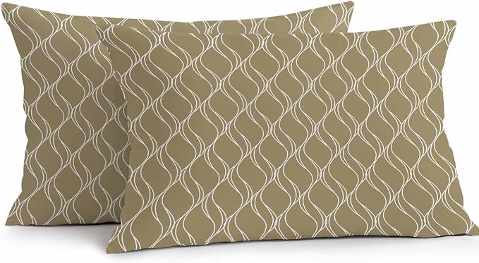 Brown Stripes Outdoor Pillow Covers 20x12 Inch Lumbar Pillow Covers Set of 2 Waterproof Decorative Throw Pillow Cases Simple Geometric Modern Monochrome Cushion Covers for Patio Furniture Garden Couch