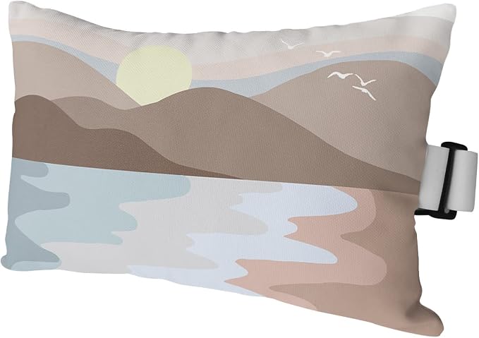 Outdoor Pillows Covers with Inserts Sunrise Mountain Beautiful Seaside Abstract Painting Waterproof Pillow with Adjustable Strap Throw Pillows for Patio Furniture Recliner Lounge Chair, 12"x20", 1PCS