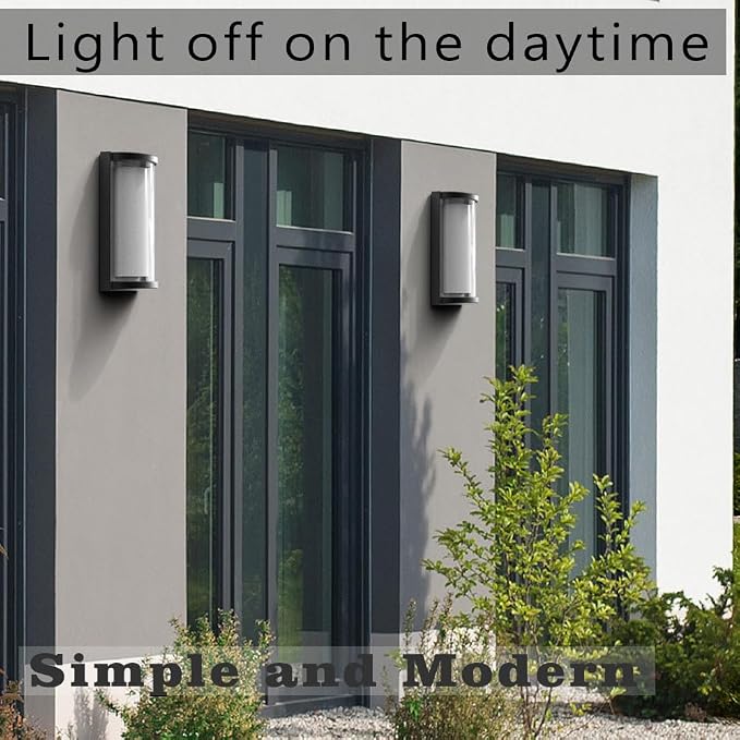 Outdoor Wall Lights 2Packs,Modern 6000k Cool White LED Exterior Light Fixtures,Wall Sconces Lighting,Black Porch&Patio Light,IP65 Waterproof for Garage Hallway Stairs Gardens(2packs)