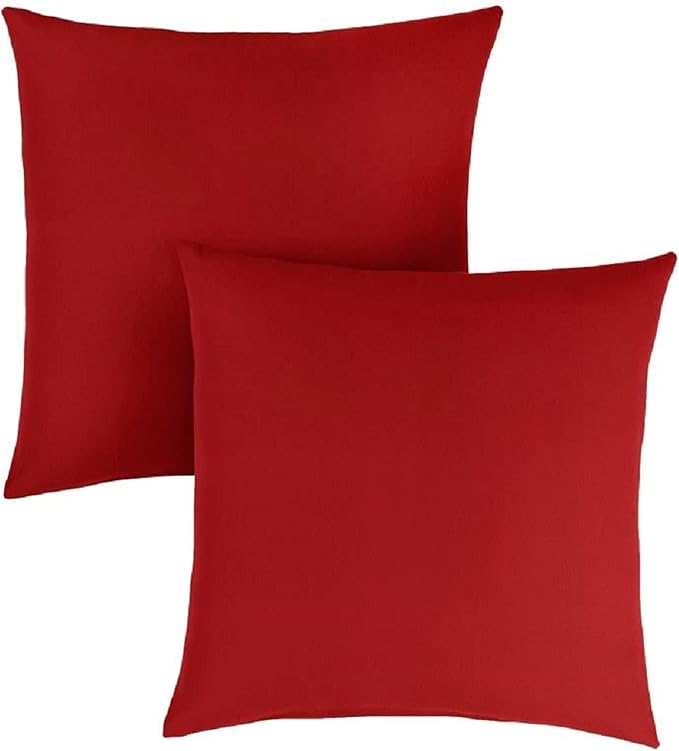 Sorra Home x Sunbrella - Indoor/Outdoor Square Pillows (Set of 2), Canvas Jockey Red