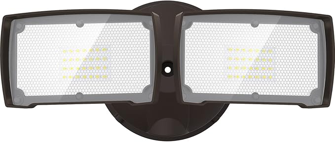 LEPOWER 28W Flood Lights Outdoor - 3000LM Brightness LED Security Lights | Switch Controlled Wall Mount Exterior Flood Light with 2 Heads, 5500K, IP65 Waterproof for Garage, Yard, Porch, Garden, Brown
