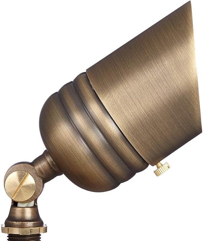 VOLT Fat Boy 12V Brass Outdoor Spotlight (Bronze) with 5W 2700K Warm White 400 Lumen MR16 LED Bulb for Low Voltage Landscape Lighting of Yard, Lawn, Garden, Patio, Trees & House