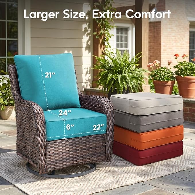 Luxury 22*24*6in Outdoor Patio Cushions, 4 Pieces Teal Outdoor Cushion | 6'' Thick Outdoor Cushions, Water-Resistant, Reversible, Removable Cover, for Patio Chairs Sofa Couch Loveseat