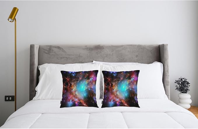 Swono Galaxy Space Pack of 2 Decorative Throw Pillow Covers Cushion Covers, Starry Outer Space Galaxy Milky Way Couch Pillow Case Boho Cushion Pillowcase for Bedroom Sofa Living Room 18X18 Inch