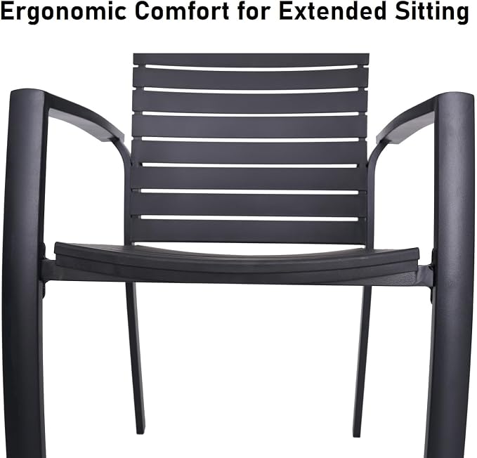 7-Piece Patio Furniture Set, 60" Outdoor Table and Aluminum Chairs | Rectangle Metal Patio Dining Table, 1.6" Umbrella Hole with Cover, Aluminum Frame Patio Chair, Resin Seat and Backrest