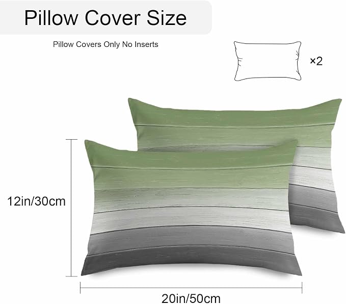 Sage Green Gray Outdoor Pillow Covers 20x12 Inch Lumbar Pillow Covers Set of 2 Waterproof Decorative Throw Pillow Cases Vintage Country Ombre Chic Wooden Grain Cushion Covers for Patio Furniture
