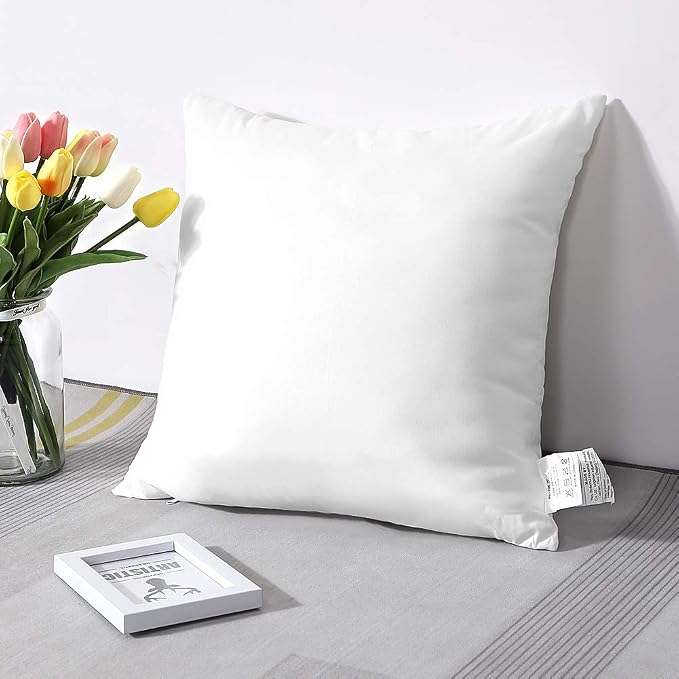 OTOSTAR Outdoor Throw Pillow Inserts - Pack of 2 Water Resistant Cushion Inner Pads for Patio Garden Coffee House Decorative Waterproof Pillow Inserts 16x16 Inch -White