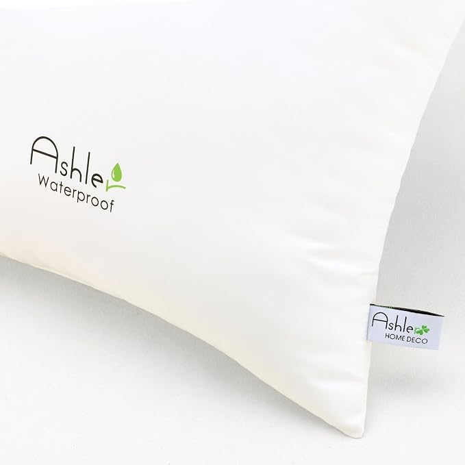 Ashler Outdoor Pillow Inserts 20x20 Pack of 2, Waterproof Pillow | Outdoor, Water Resistant, Decorative Premium Square Pillow, Hypoallergenic Stuffer Sham, For Patio, Bench, Garden, Indoor