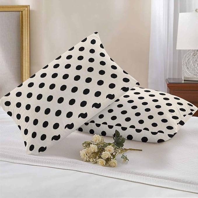Outdoor Waterproof Throw Pillow Covers Set of 2 Black White Polka Dots Lumbar Pillowcases 20x12 Inches Cute Solid Color Linen Decorative Pillows Cushion Case Patio Pillows for Couch Bed Chair Garden