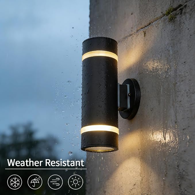 13" Stainless Steel Modern Outdoor Wall Sconce Cylinder Porch Light | E26 Base,UL listed,Black Up and Down Lights Outdoor Exterior Lighting Fixture for House Garage Patio Porch Garden