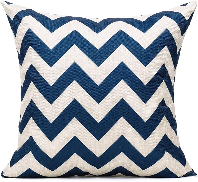All Smiles Outdoor Waterproof Throw Pillow Covers 16X16 Set of 4,Navy Decorative Cushion Covers Boho Decorations Outside for Patio Furniture Porch Seat Chair Couch Sofa Living Room Geometric