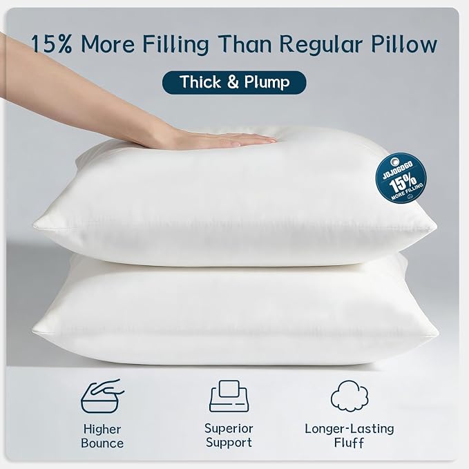 JOJOGOGO 20x20 Outdoor Throw Pillow Insert Waterproof Set of 4, 20 x 20 Premium Resistant Water Resistant Pillow Inserts White Outdoor Large Decorative Pillows for Front Porch Patio Furniture
