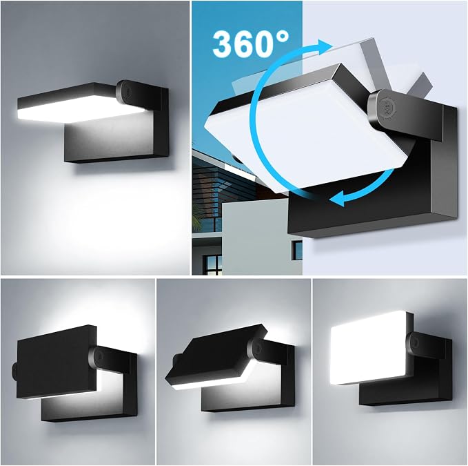 60W LED Outdoor Wall Lights 360° Rotatable 5000K IP65 | Adjustable LED Panel Flood Light, Modern Commercial Security, Wall Mounted Fixture for Garage, Barn, Porch