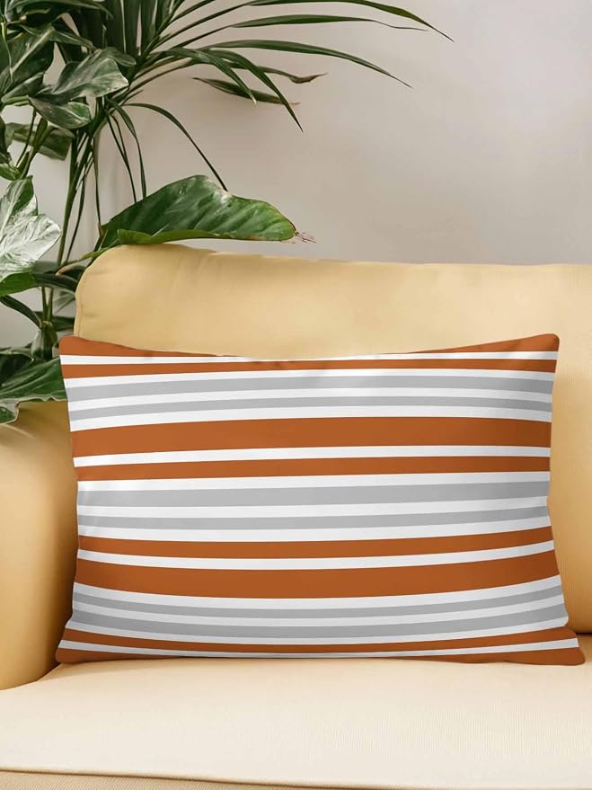 Outdoor Waterproof Throw Pillows Abstract Modern Stripes Patio Pillows,Decorative Pillow Covers with Insert,Pillow Cushion Case for Garden Couch Sofa Orange White Gray