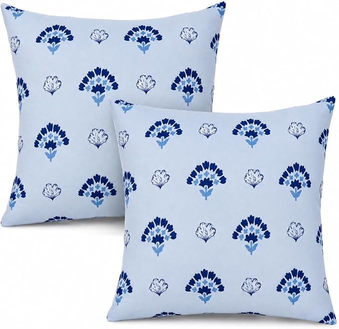 Outdoor Pillows Waterproof 18×18 Inch Decorative Throw Pillows with Inserts | Set of 2 Fade Resistant Patio Pillows for Porch Garden Couch and Patio Furniture