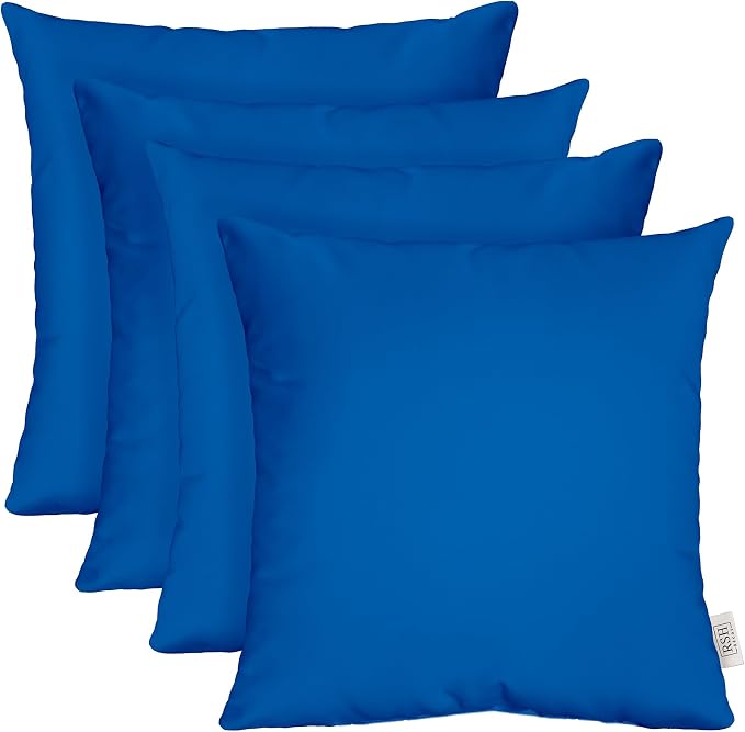 RSH DECOR: Sunbrella Square Throw Pillows Set of 4 | 20" x 20" | Water and Fade-Resistant Performance Fabric | Outdoor Pillow Covers with Down-Alternative Inserts | Canvas Pacific Blue