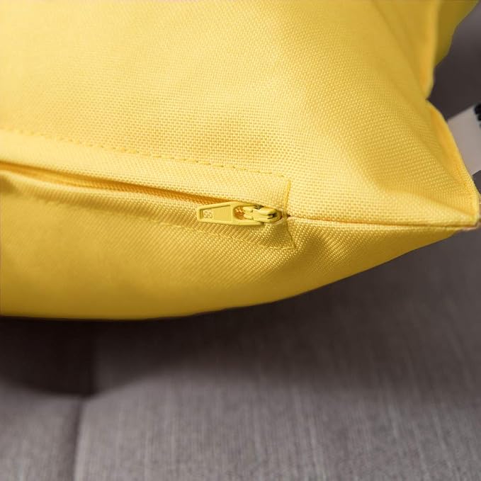 MIULEE Decorative Outdoor Waterproof Pillow Covers 20x20 Yellow | Decorative Patio Furniture,Pack of 2,Accent Square Soild Throw Pillow Covers,Summer Garden Tent Couch Sofa