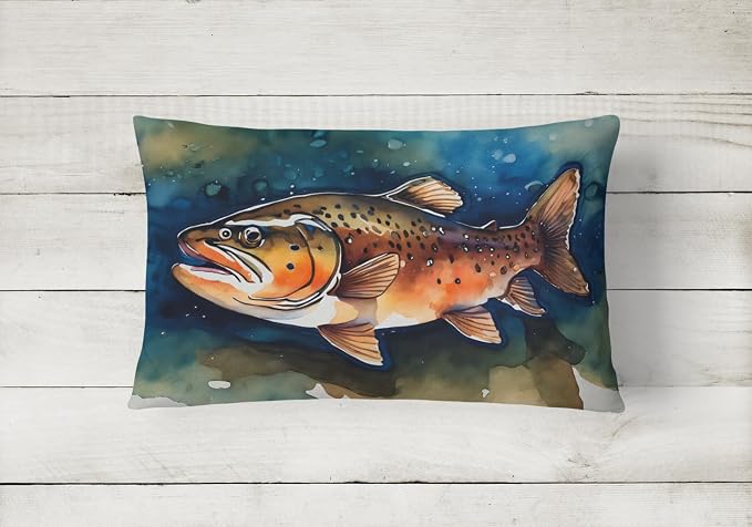 Caroline's Treasures DAC2777PW1216 Brown Trout Throw Pillow Machine Washable, Indoor Outdoor Decorative Pillow for Couch, Bed or Patio, 12HX16W
